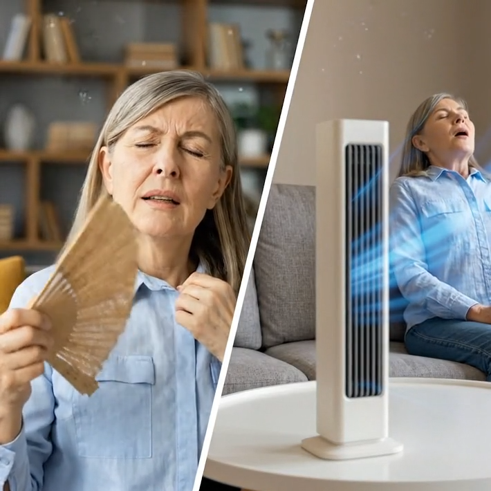 Woman relaxing in a cool living room with PolarBreeze